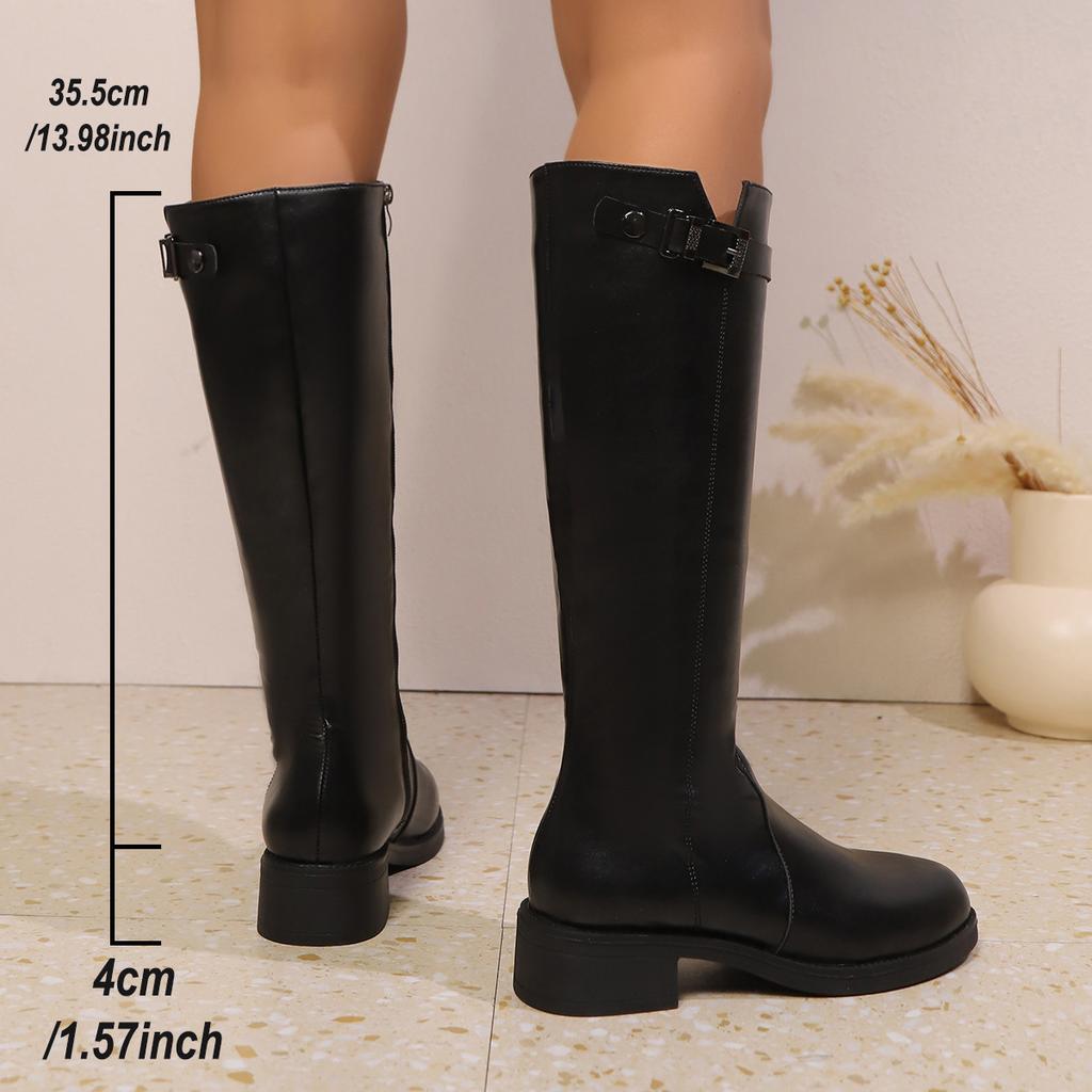 Plus Size Shoes for Women 35-42 Autumn Winter Fashion Women Round Toe Comfortable Non-slip Knee-high Boots Women Footwear