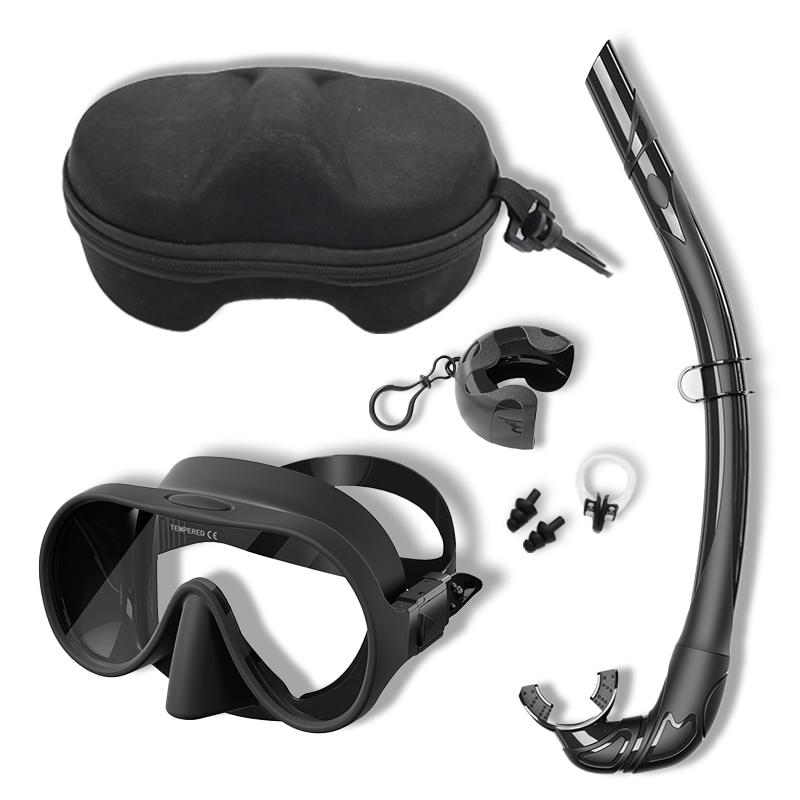 NEW Tempered Glass Freediving Mask Snorkeling Set Foldable Snorkel Diving Mask All-Inclusive Silicone