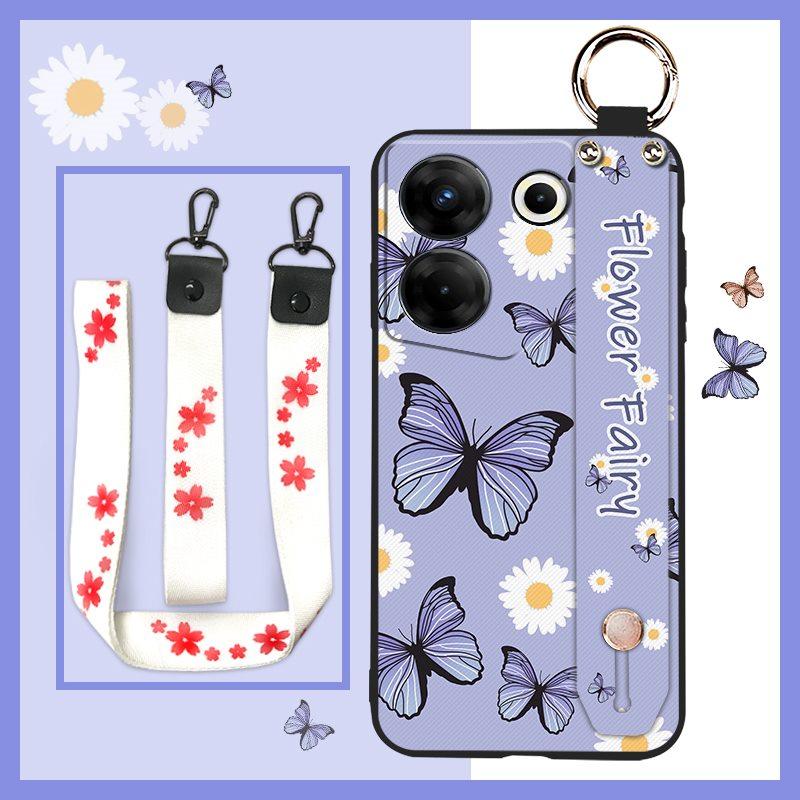 Ring Kickstand Phone Case For Tecno Camon20 Pro 5G/CK8n Dirt-resistant Silicone Fashion Design Wristband Phone Holder