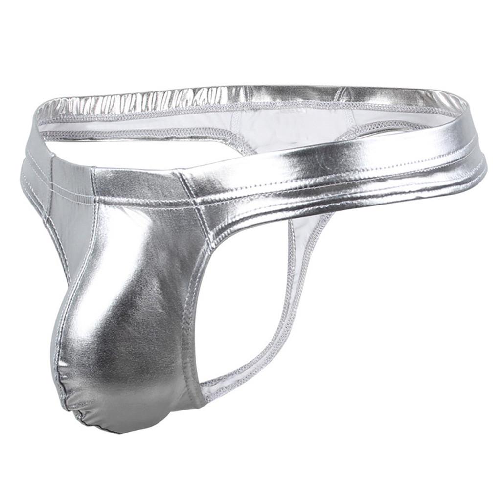 Men's Thong Sexy Mid-Waist  Leather Panties