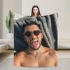 Bad Bunny Puerto Rico Singer Blanket Flannel Spring/Autumn Multifunction Soft Throw Blanket for Sofa Office Plush Thin Quilt