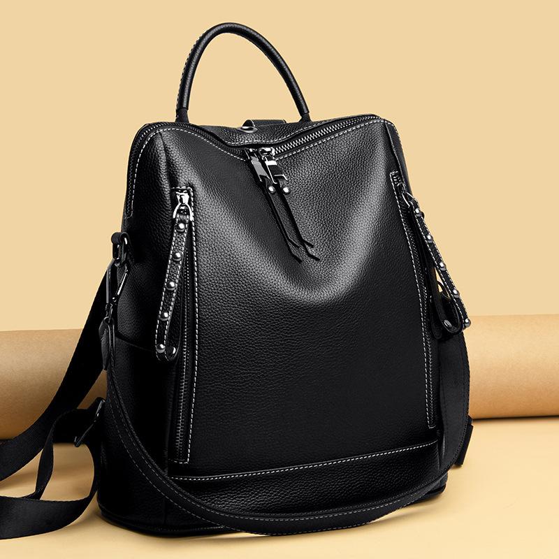 Leather backpack women's bag new trendy fashion casual large capacity first layer cowhide backpack