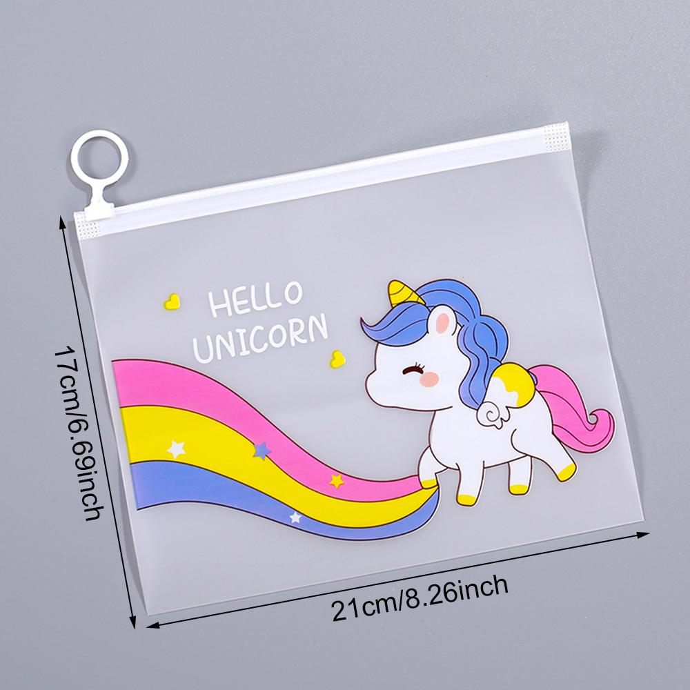 10 Stück 21x17cm Niedliche Einhorn Cartoon Aktenaufbewahrungstasche, Transparente Reißverschluss Aufbewahrungstasche, Geburtstagsgeschenktasche, Babyparty