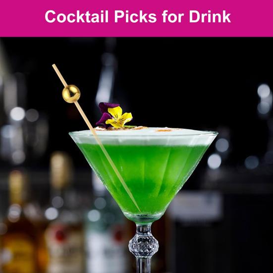 100/200 Stück Holz-Kugel-Zahnstocher Lange Cocktail-Spieße Vorspeisen Backen Garnitur Spieße mit stabilen polierten Köpfen