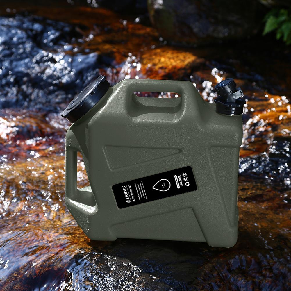 12L Wasserbehälter Auslaufsicher Tragbarer Camping-Wasserkanister mit Zapfhahn mit 2 Faltbaren Wasserbeuteln für Camping Wandern Notfall