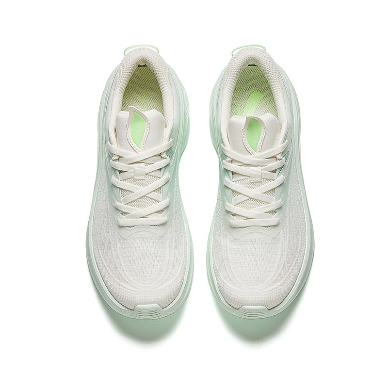 Anta Leaf 5 Shock Absorbing Wear Resistant Breathable Lightweight Low Top Running Shoes Women Sneaker White Green 922525575F-1