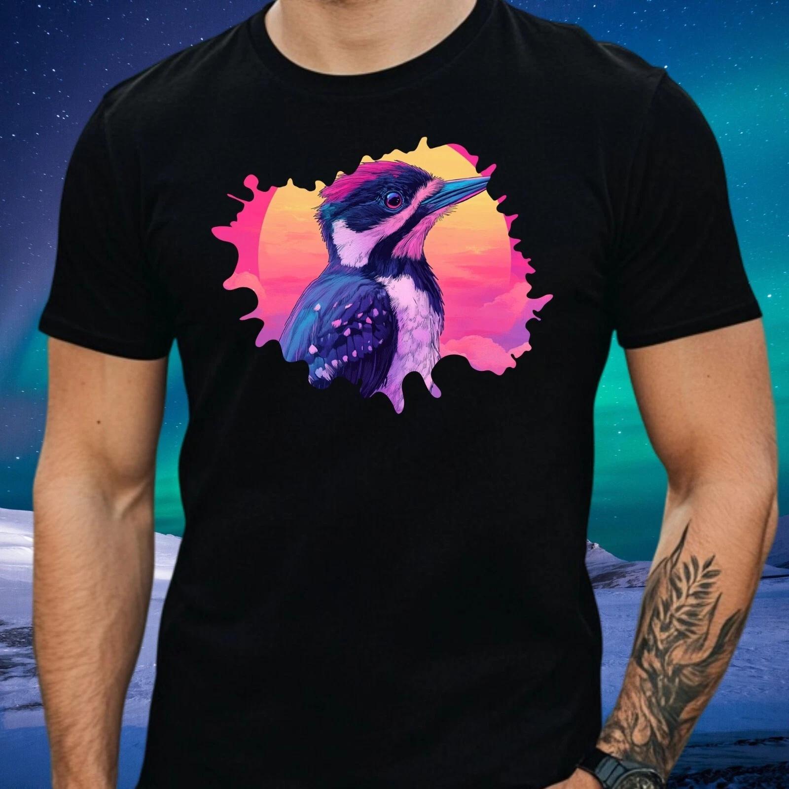 T-Shirt Herren Specht Vogel Vaporwave Motiv Baumwolle Größe S bis 5XL XXXXL