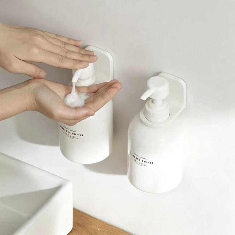 Wall-mounted Hand Sanitizer Holder Without Drilling - Bath Shampoo and Body Wash Storage Stand - Simple Plastic Hanging Rack
