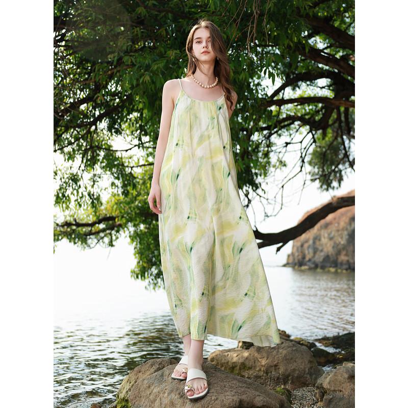 

SANCIA 2025 Летнее Праздничное Цветочное Платье на Бретелях с U-образным Вырезом А-силуэта M