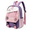 Blocked Simple Color Children Backpack Student  With Cartoon Badge School For