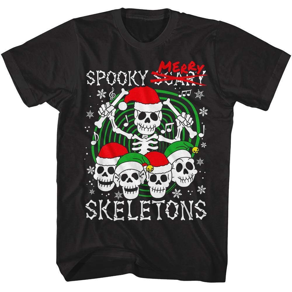 Spooky Scary Skeletons Merry Christmas Men T Shirt Halloween Howls Fun Scary XXXXL