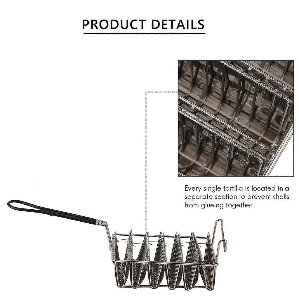 Frittierkorb für Tacos, Frittierkorb für 6 Tacoschalen, mit Griff