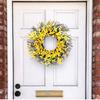 Gelber Blumenkranz für die Haustür, Künstlicher Frühlingskranz für Tür, Wand, Bauernhaus, Außenbereich, Garten, Hochzeitsdekorationen
