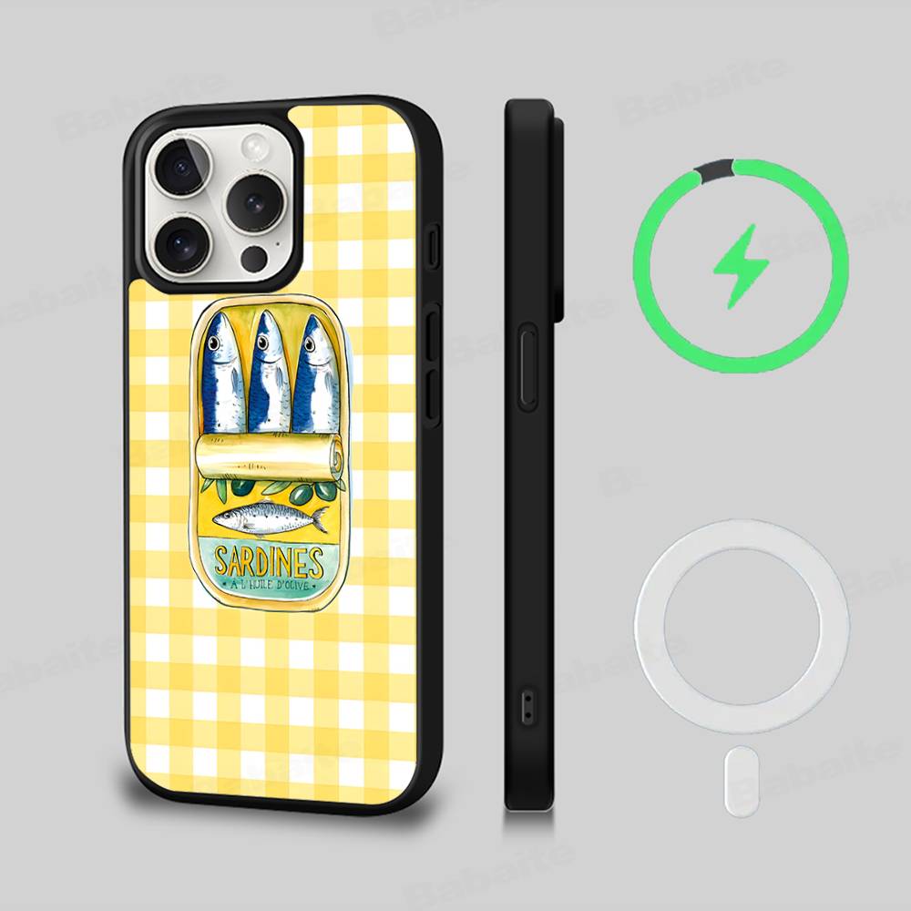Sardines For Magesafe Magnetic Wireless Charge Case For IPhone 17 16 11 12 13 14 15 Pro Max Plus