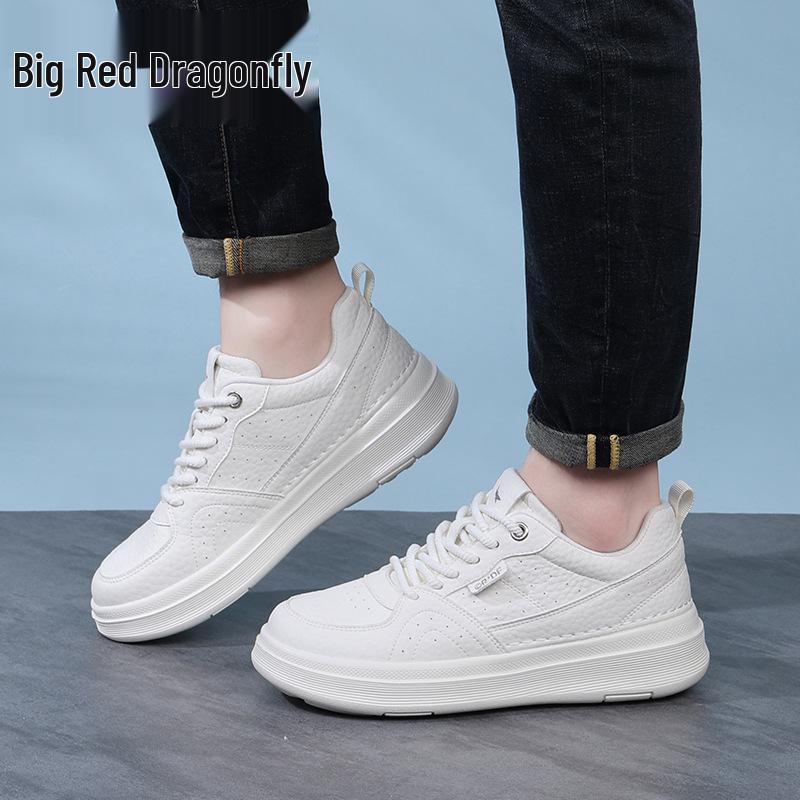 Red Dragonfly Men's White Height-Increasing Sports Casual Shoes