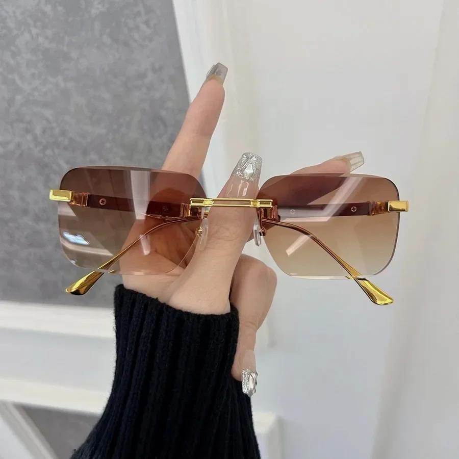 Designer Brand Square Sunglasses Women Men Colorful Small Frame Sun Glasses Female Mirror Colors Rimless Cool Fashion