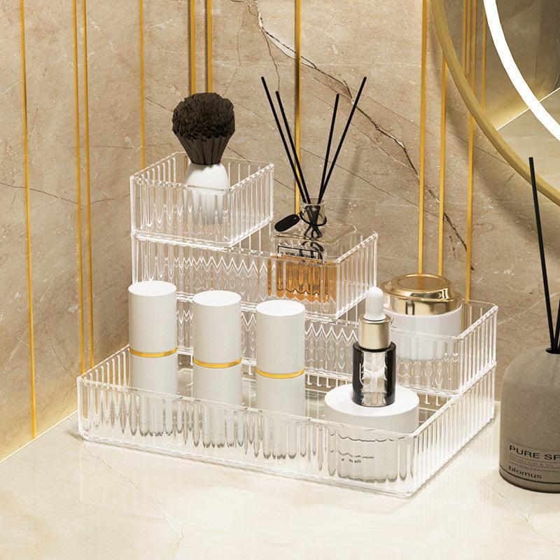 Unlimited Desk Drawer Organizers Set Plastic Bathroom Storage Makeup Organizer Clear Transparent Storage Box Bins Kitchen Gadget