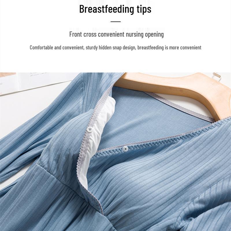 Summer Thin Modal Nursing Pajamas: Long Sleeve Set for Pregnant & Postpartum Women