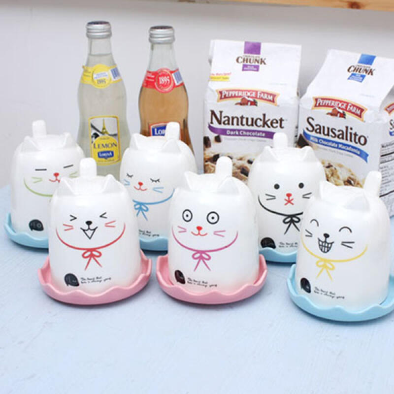 Maneki Neko Cat Mug Lid Coaster Set Black tie