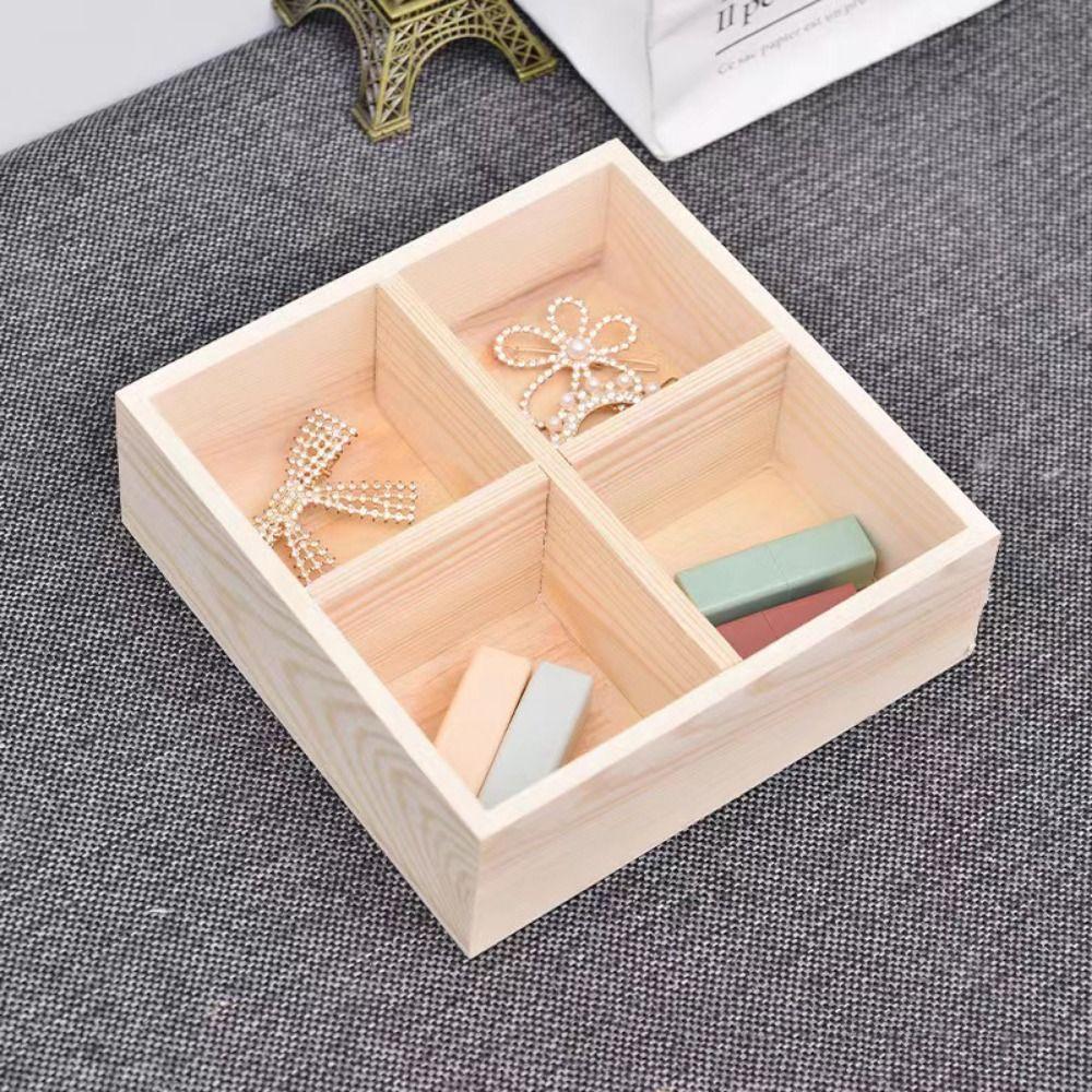Wood Storage Box Multi-grids Bonsai Holder High Quality Desktop Sundries Organizer