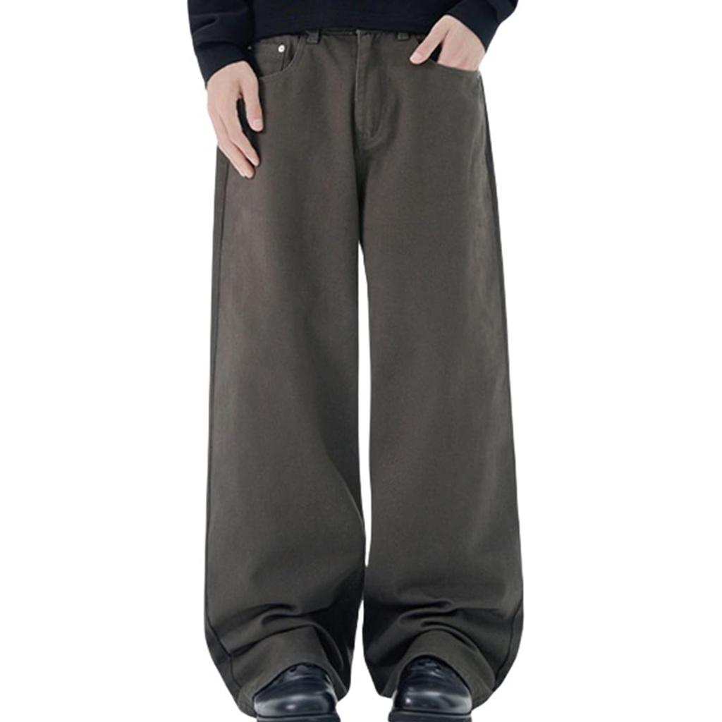 Mens Straight Leg Jeans Baggy Lightweight Wide Leg Denim Pants Casual Fashion Vintage Bell Bottom Jeans Men