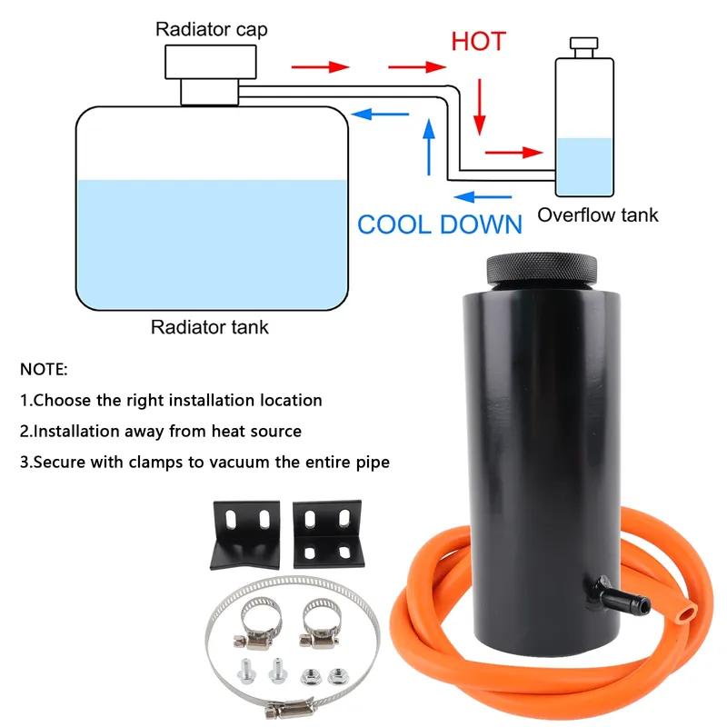 Aluminum Universal Radiator Coolant Tank 800ml, Expansion Overflow Reservoir, Cooling System, Easy to Install