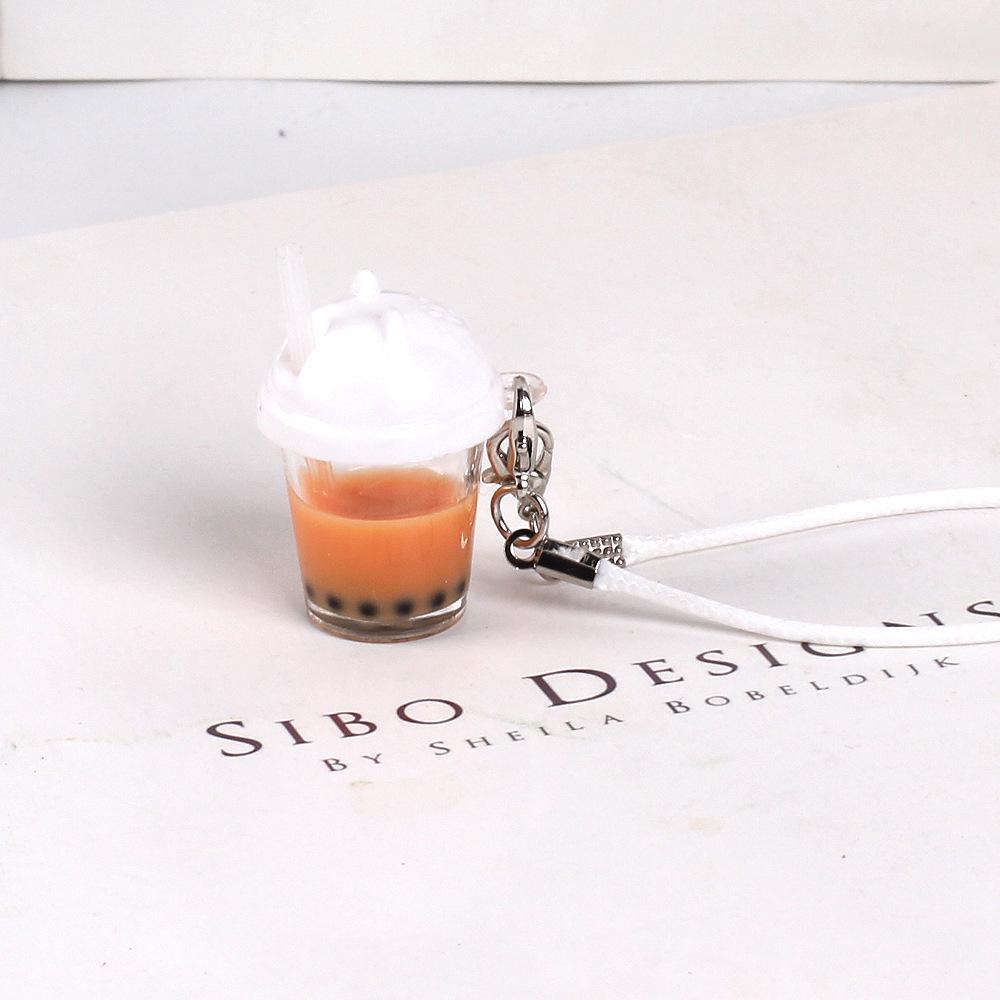 Portachiavi e Cordino Accessorio Tazza Miniatura Tè al Latte e Perle