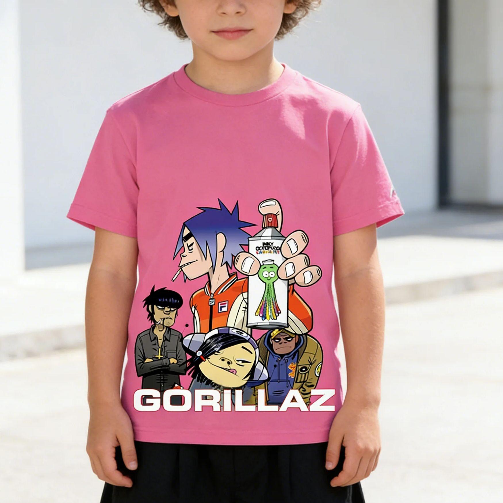 Rock Band Gorillaz T Shirt Child Fashion Oversize T shirt Kids Hip Hop Tops Unisex Tees Shirt Boy Tshirt Kawaii Camisetas Hombre 110