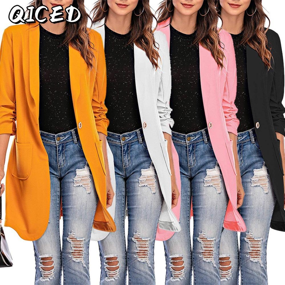 QICED Women's Vintage Casual Long Sleeve Jackets & Coats