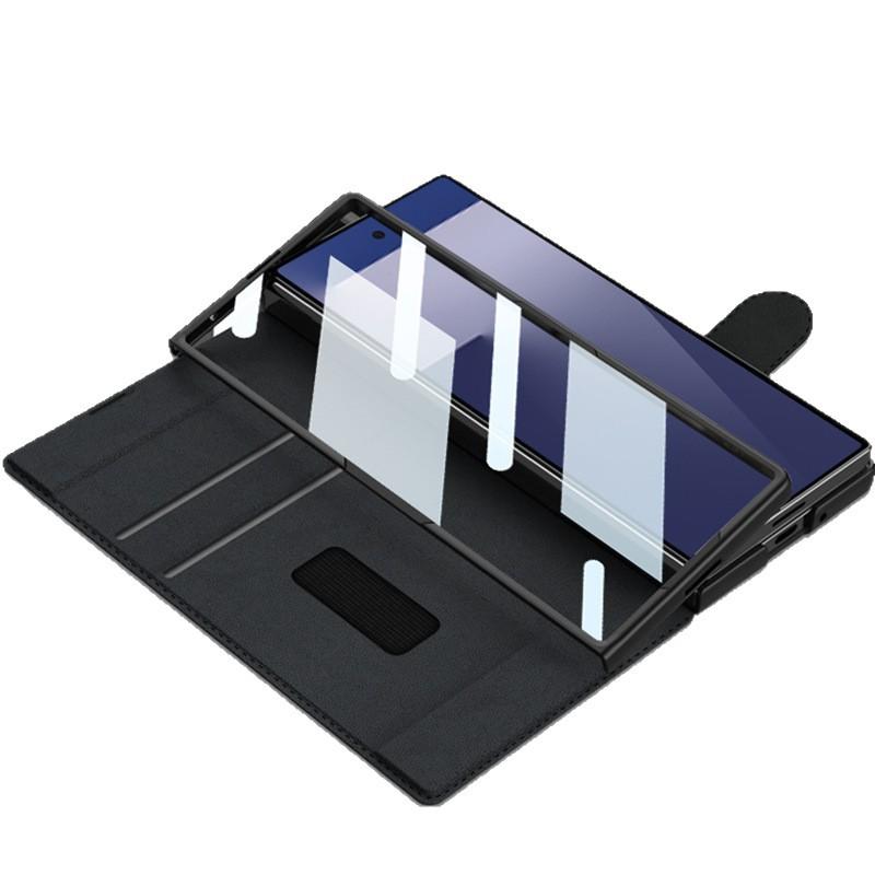 Applicable To Samsung Zfold1ultra Mobile Phone Case Armor Clamshell Leather Case Film Pen Slot Fold1 Anti-drop  Case