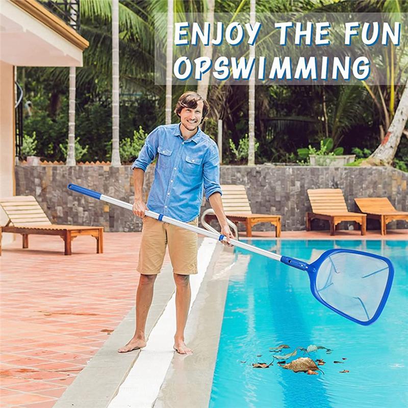 Good-Pool Filter With Telescoping Aluminum Pole And Nylon Medium Fine Mesh Cleaning Tool To Remove Leaves And Debris