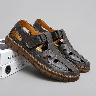 Heißer Verkauf Sommer Herren Sandalen Outdoor Rutschfest Herren Strandschuhe Handgefertigt Leder Herren Sommerschuhe Atmungsaktiv Roma Sneakers Slipper