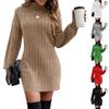 Women's Knit Long Sleeve Pullover Dress with Lapel Collar for Casual Daily Wear