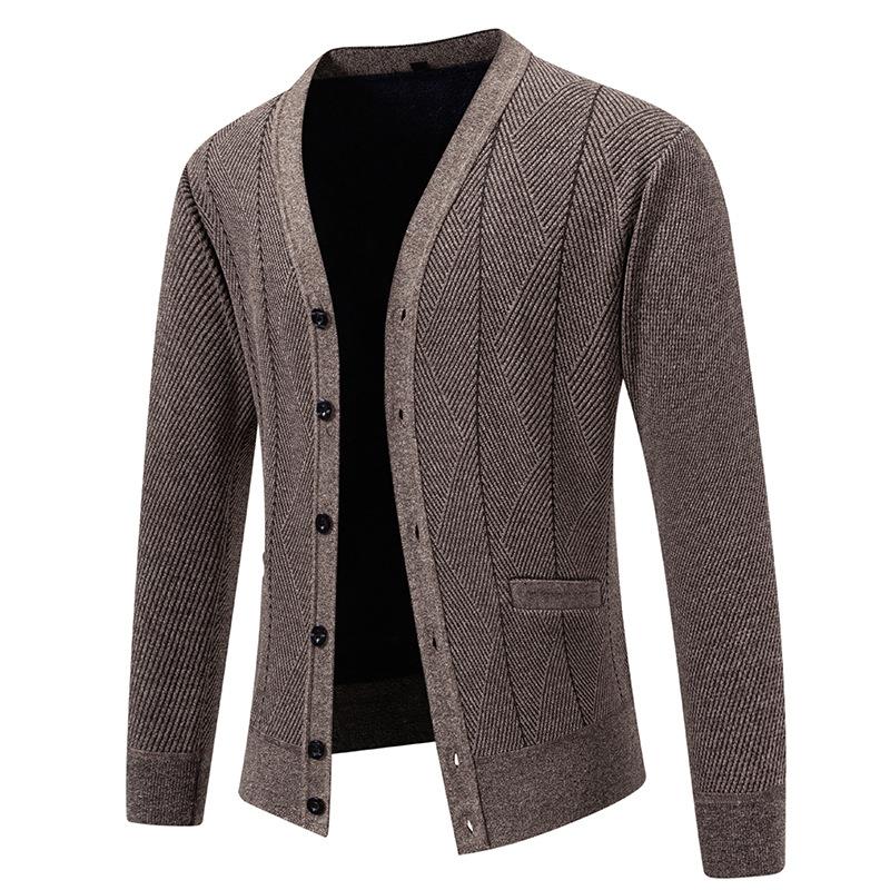 Autumn Men'S Single-Breasted Cardigan Sweater Trendy Casual Loose Solid Color Knitted Sweater Top