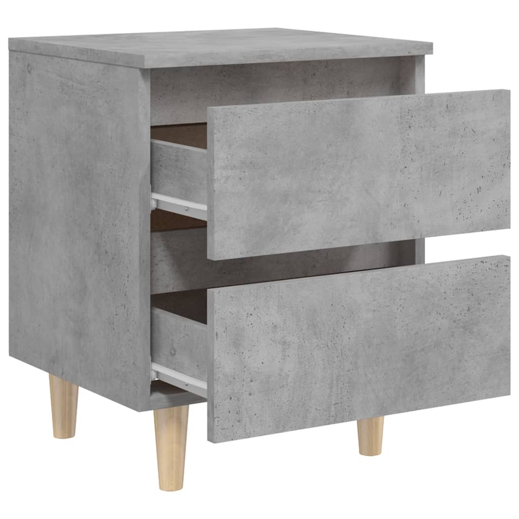Nightstand with Pine Wood Legs Concrete Grey 40 x 35 x 50 cm