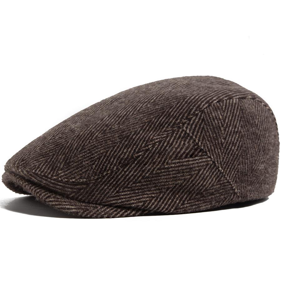Woolen Spring and Autumn Thin Beret Men's British Retro Newsboy Hat Casual Herringbone Forward Hat Peaked Cap Women