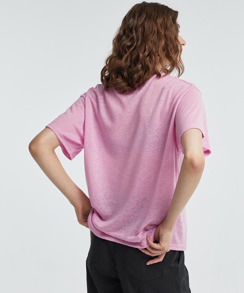 MANAVIS7 Basic Linen T-Shirt [Pink]