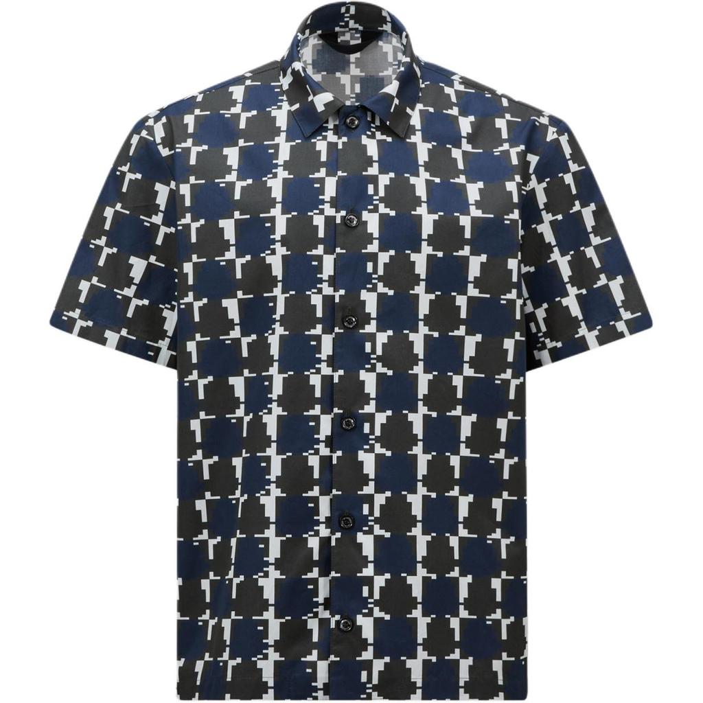 Moncler Pixel Check Effect Logo Printed Short Sleeve Shirt Men shirts Colorful J20912F00007597YJS90
