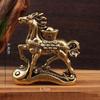Brass Horse Step On Coins Lucky Statue Feng Shui Desk Ornament Zodiac Animal Figurines Miniatures Pure Copper Crafts Collections