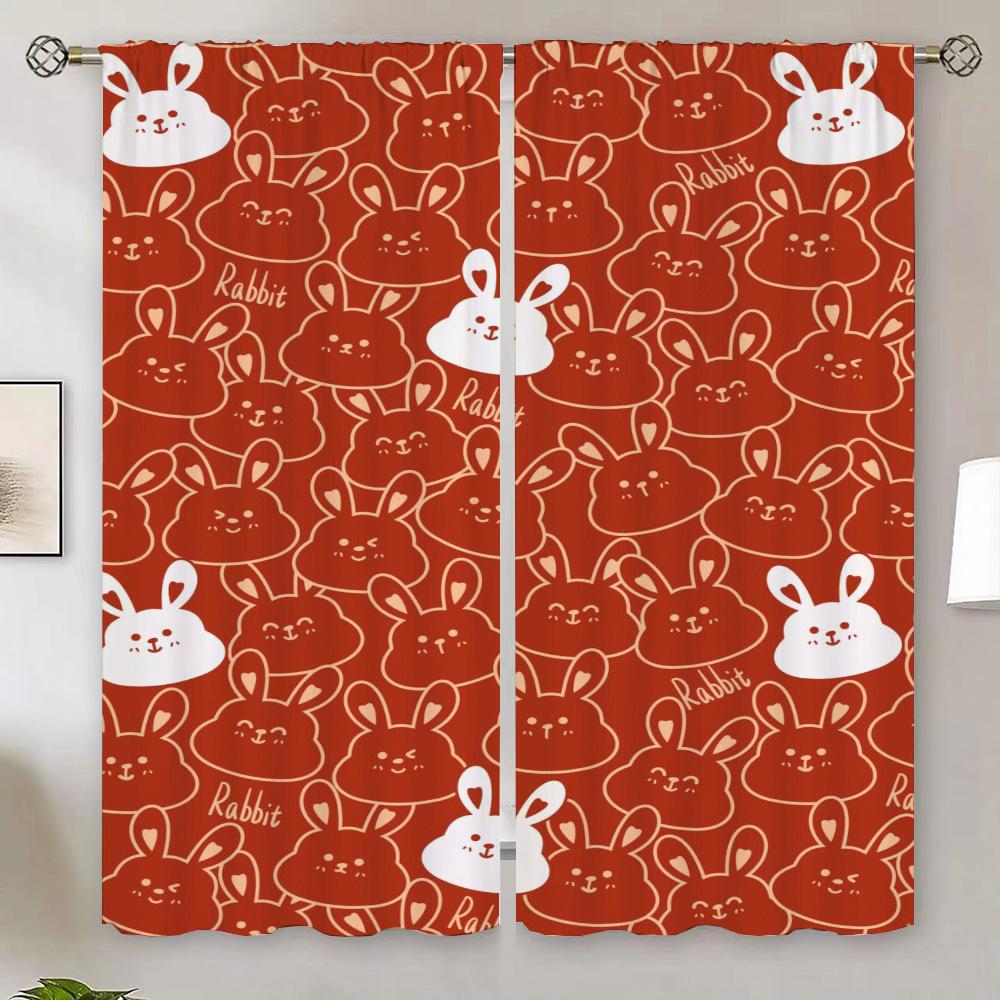 

Rabbit Curtain for Living Room Decoration Christmas Curtains Home Interior Curtains Partition Shades Blinds Tentacles Blind the W50xH70cmx2pcs-CL