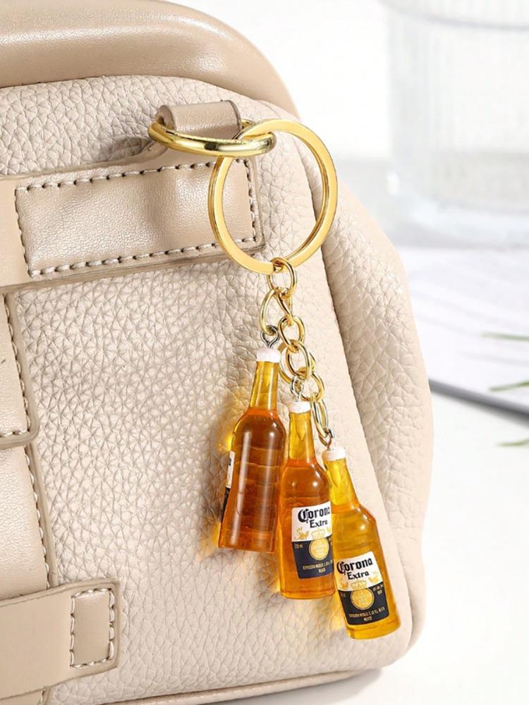 Mini Wine Bottle Keychain 3D Resin Bottle Bag Pendant Beer Bottle Charm Couple Family Keychain Pendant