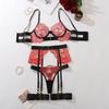 European & American Embroidered Lace High-Quality Erotic Lingerie: Sexy See-through Metal Buckle Body Shaping Front-Opening Set