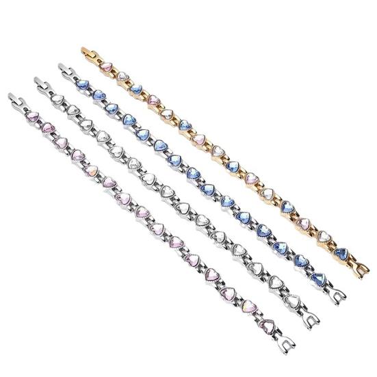 Bracelet Sparkling Cubic Zirconia Heart Shape Women Bracelet Lightweight Magnetic Therapy Bracelet with Secure Clasp