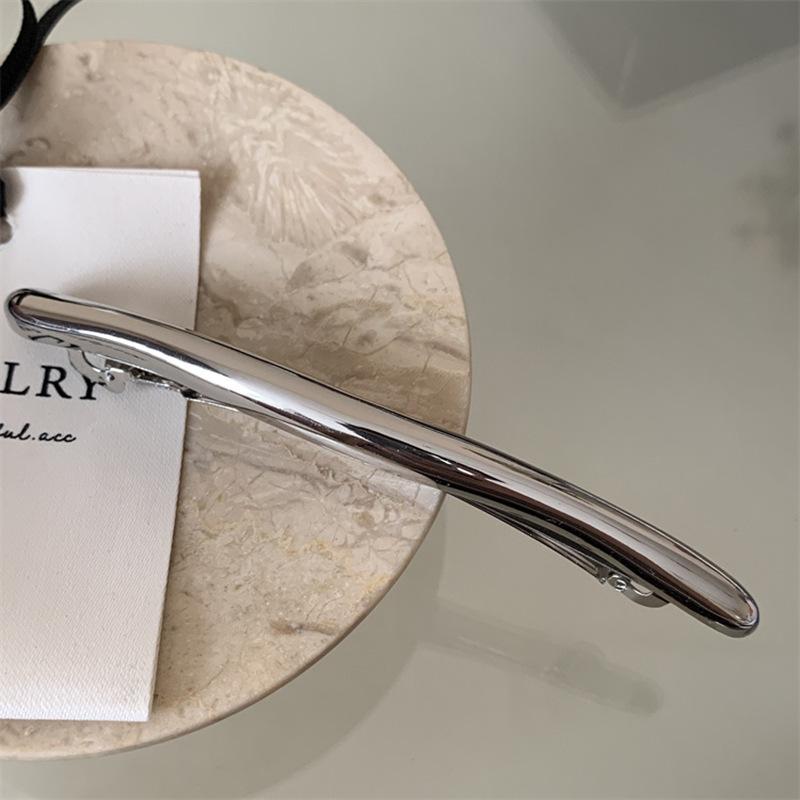 11cm Women New Simple Metal Golden Strip Long Barrettes Hair Clips Vintage Hairpins Automatic Smooth Spring Clip Hairgrip INS2