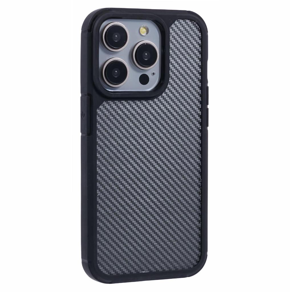For iPhone 15 Pro Max Case Carbon Fiber Texture TPU+PC Anti-Drop Phone Cover