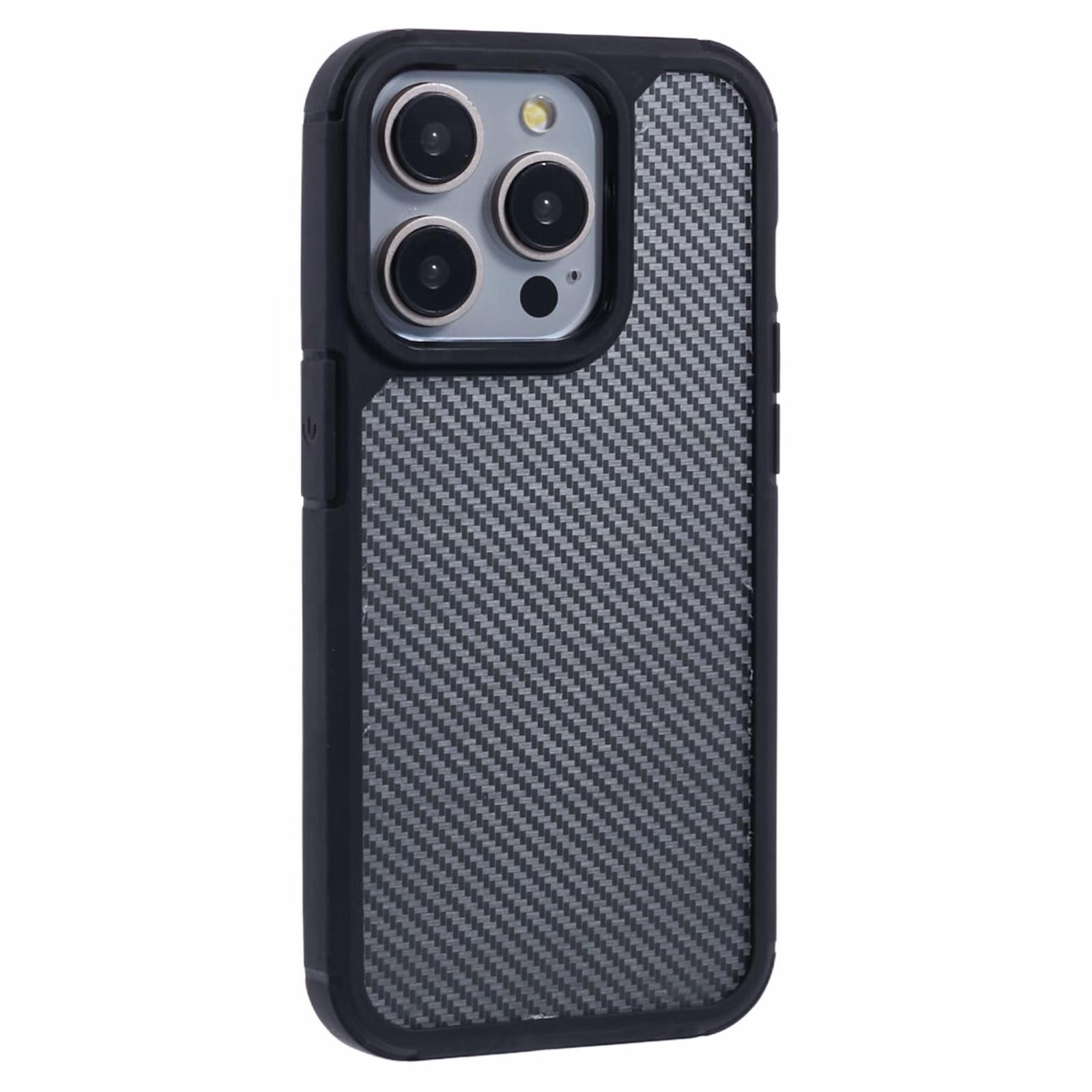 

For iPhone 15 Pro Max Case Carbon Fiber Texture TPU+PC Anti-Drop Phone Cover A