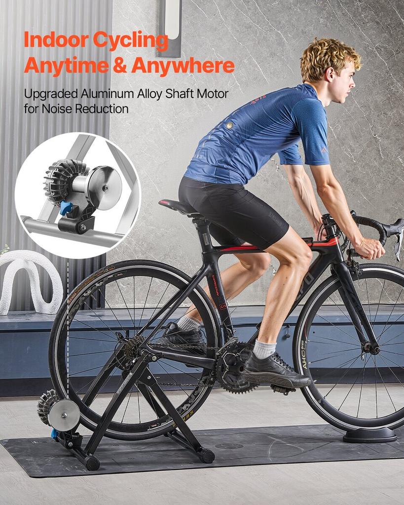 Bike Trainer, 660.4-736.6 mm & 700C Wheels, Foldable Fluid Bicycle Stationary Trainer Stand for Indoor Exercise Riding with Quick Release Skewer &