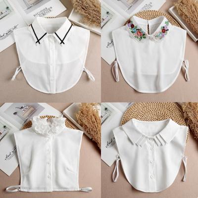 Mode Nepkraag Blouse Dames Katoen Afneembare Hemdkraag Chiffon Valse Kraag Vrouw Revers Blouse Top Strik voor Dames Decoratie