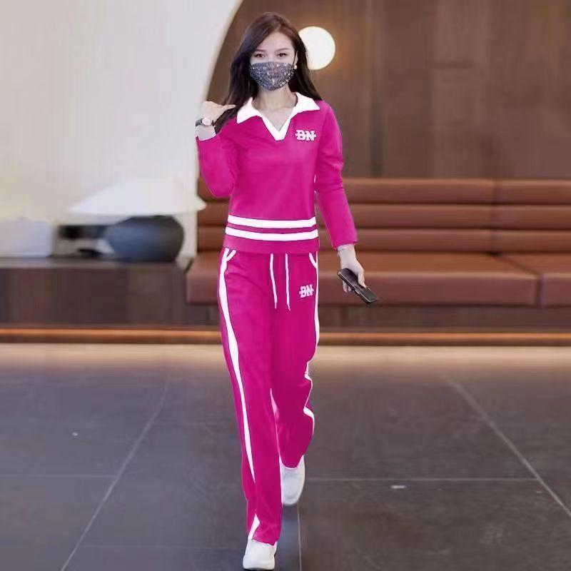 Spring and Autumn Two-piece Women's Casual Fashion Suit Women's Autumn Versatile Straight Pants Two-piece Set
