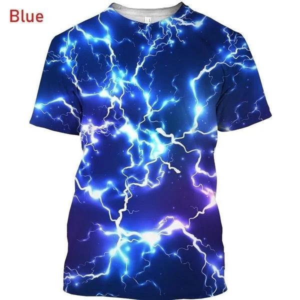 Summer Round Neck 3D Lightning Printed Top Fashionable Casual Short Sleeved Children's Boy T-shirts